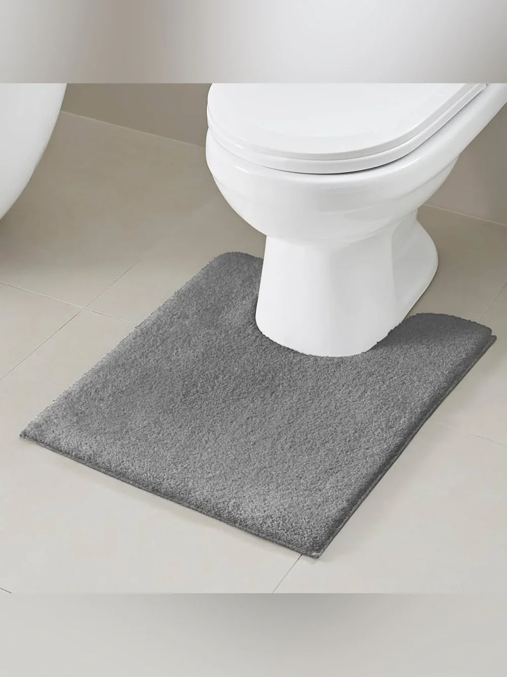 Madison Park Marshmallow Super Soft Toilet Rug, Contour, Grey